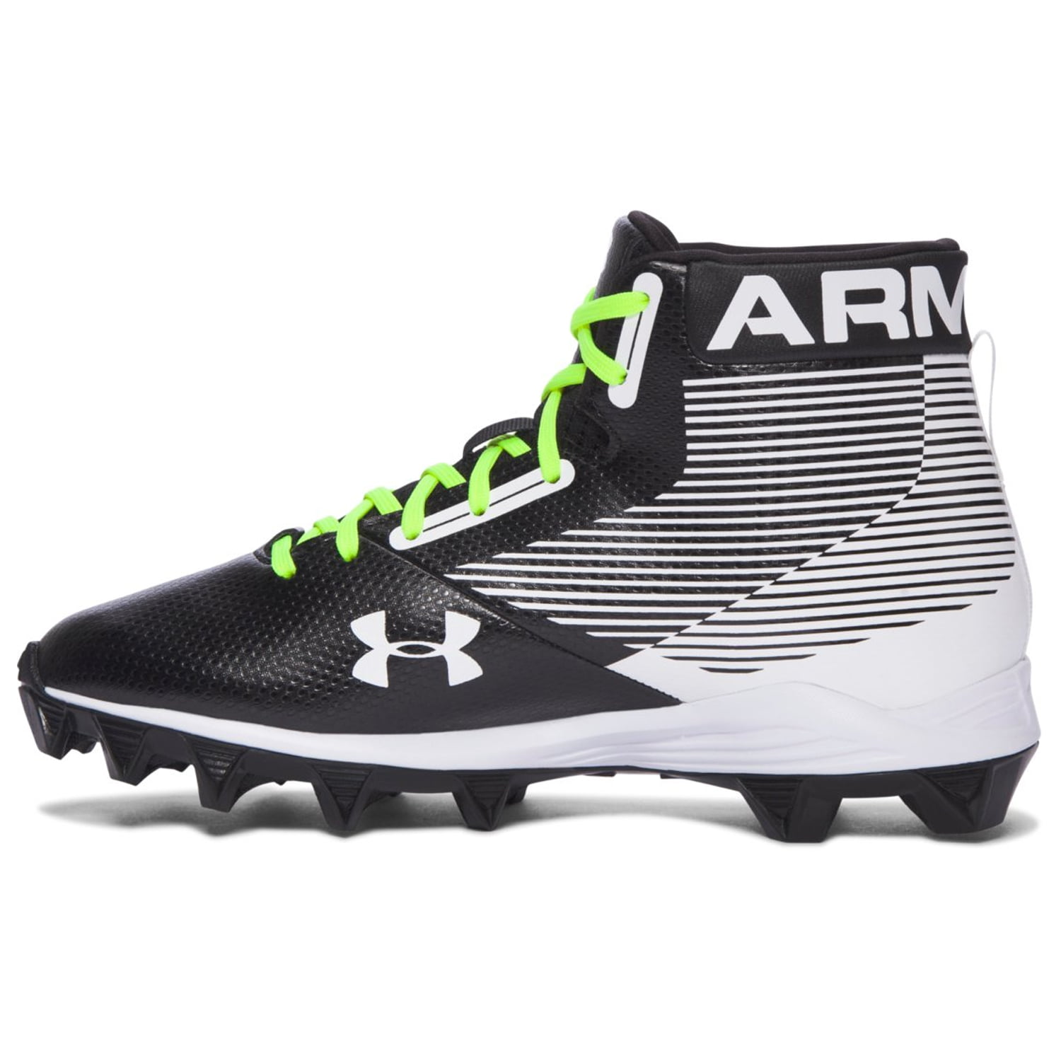 New Youth Under Armour Renegade RM Mid Football Cleats Black/White-Pick Size 