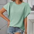 thumbnail image 6 of SHITINN Women Textured Short Sleeve Tops Crewneck Knit T Shirts Solid Loose Casual Basic Summer T Short Sleeve Tops Woman Shirts Womens Tees Loose Fit, 6 of 7