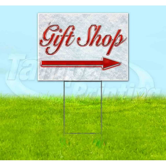Gift Shop Right Arrow (18" x 24") Yard Sign, Includes Metal Step Stake