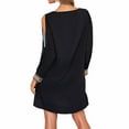 thumbnail image 4 of Outfmvch Cocktail Dresses for Women,wedding Guest Dresses for Women,black Dresses,homecoming Dresses,women's Long Sleeved Off Shoulder Dress V Neck Solid Color Casual Dress Z Black L, 4 of 5