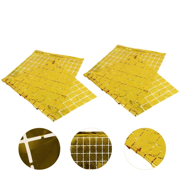 HEMOTON 2pcs Chic Tinsel Foil Fringe Curtains Birthday Foil Fringe Curtains for Wall Backdrop