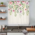 thumbnail image 4 of Colorful Flowers Semi Sheer Curtains Drapes for Living Room,Bedroom,French Doors Window 54 Inches Long,Spring Floral Leaves Botanical Country Beige Rod Pocket Chiffon Curtain Voile Drapery Panel, 4 of 8