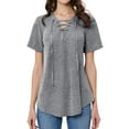 thumbnail image 3 of Ybnelow Women Short Sleeve T-shirt V Neck Casual Top, 3 of 9