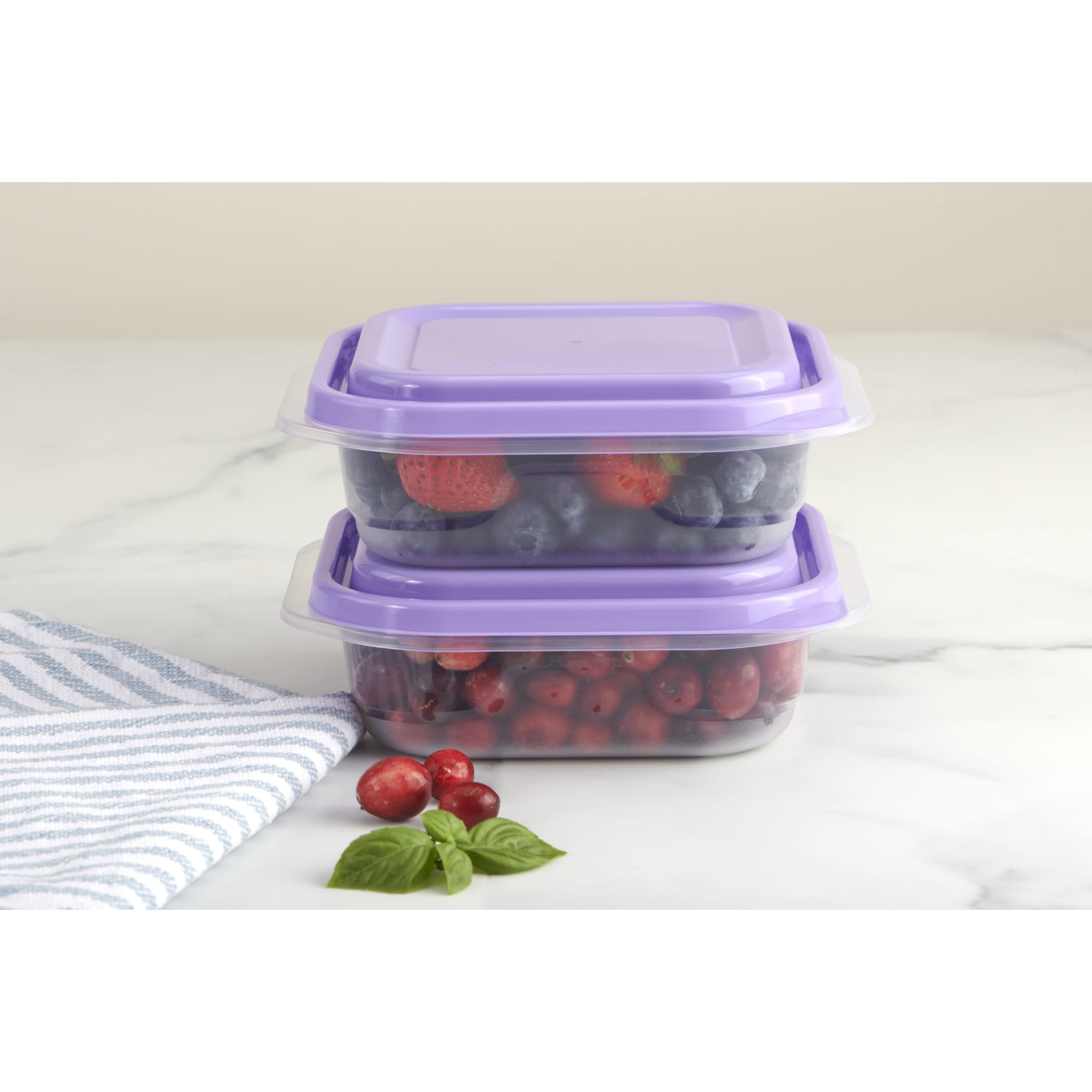GoodCook EveryWare Medium 2.9 Cup Square Food Storage Container, 10 Piece, Purple, BPA Free