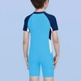 thumbnail image 6 of Ohufall Toddler Kids Boys Girls One-Piece Swimsuit Fashion Colorblock Short Sleeve Zipper Sweet Bathing Suits Summer Gym Sport Swimwear for Children, 3-16 Years, 6 of 8