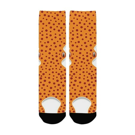 

Kraken Decor Cute Spotty Octopus Pattern in Bright Colors Marine Monster Kids Nursery Theme Orange Women s Custom Socks (Made In USA)