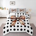thumbnail image 3 of Manfei Vintage Brown Bowknot Queen Comforter Set for Kids, Chic Fashion Polkadot Bedding Sets, Rugby Football Print Reversible Bedding Comforter Set, Super Cozy Room Decor, 3pcs, 3 of 8