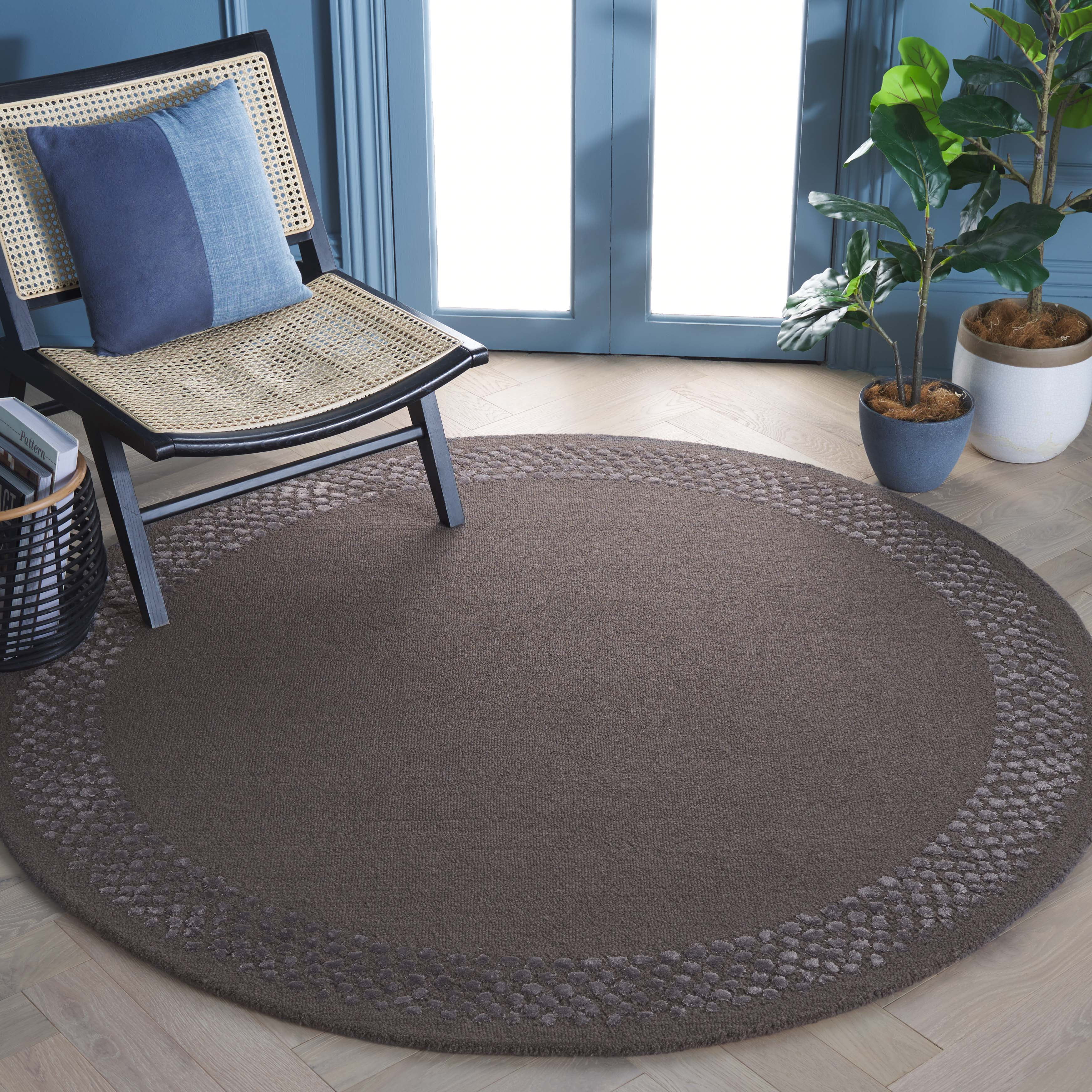 SAFAVIEH Glamour Elfrida Bordered Area Rug, Dark Grey, 6' x 6' Round