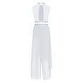 thumbnail image 3 of Xnihocha Women 2-Piece Lyrical Dance Outfit Mesh Top+Wide Leg Pants Set Modern Classical Dance Performance White XL, 3 of 4