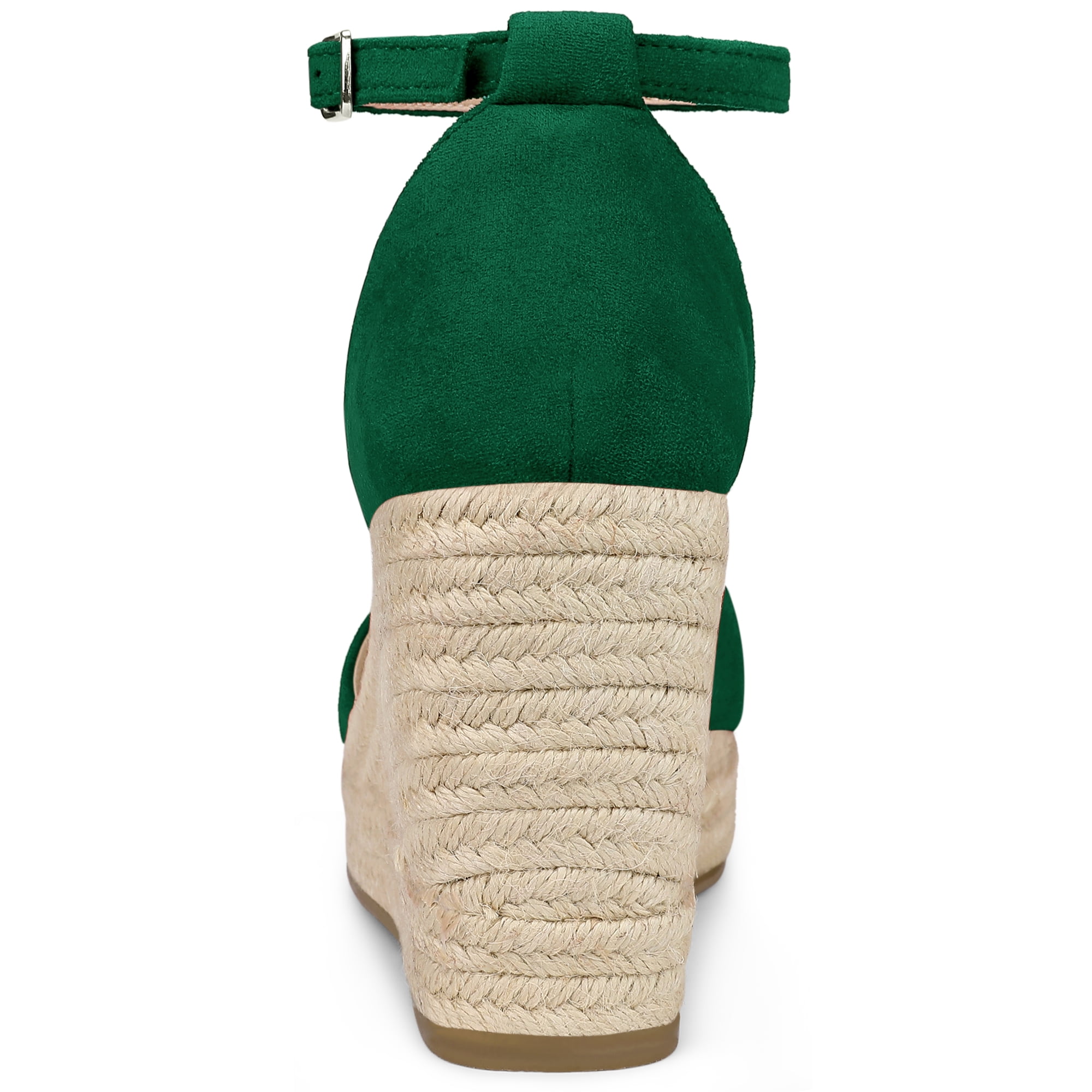 DARING DIVA Women's Espadrille Platform Ankle Strap Wedge Heel Sandals Green 7.5