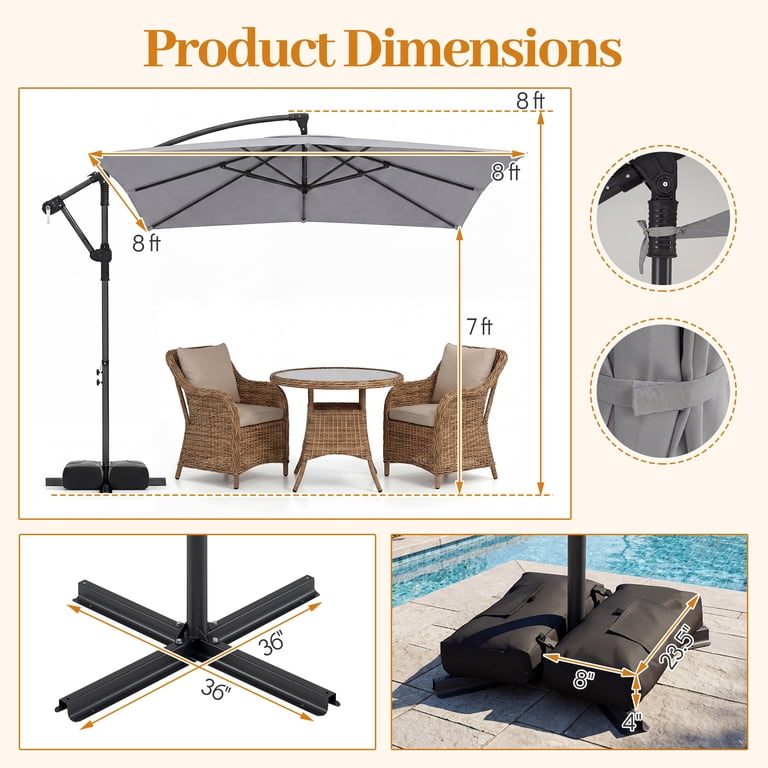 instructions for sunny daze patio umbrella Sunnydaze 10' Offset with Cantilever and Cross Base - Beige Umbrella Shade 12' x Color:Super Sparkle Teal 165W
