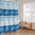 thumbnail image 6 of Blue Ocean Dolphin Shower Curtains for Bathroom, Nautical Waves Vintage Summer Ethnic Washable Fabric Shower Curtain with Hooks Waterproof Bathroom Decor Sets, 72 x 72 Inches, 6 of 9