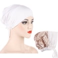 thumbnail image 2 of Yoyauz Silk Satin Bonnet Hair Wrap, Adjustable Silk Bonnets for Women Men Cap Silk Lined Slouchy with Adjustable Strap, 2 of 3