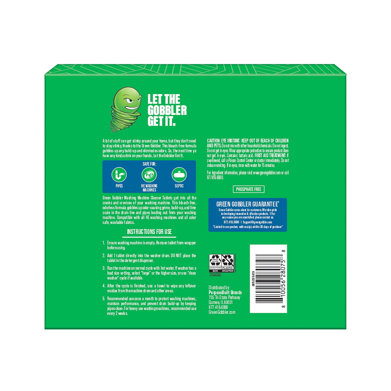 Green Gobbler Washing Machine Cleaner & Pipe Build Up Remover Tablets - Deep Cleans Washing Machines & Prevents Build-Up in Pipes