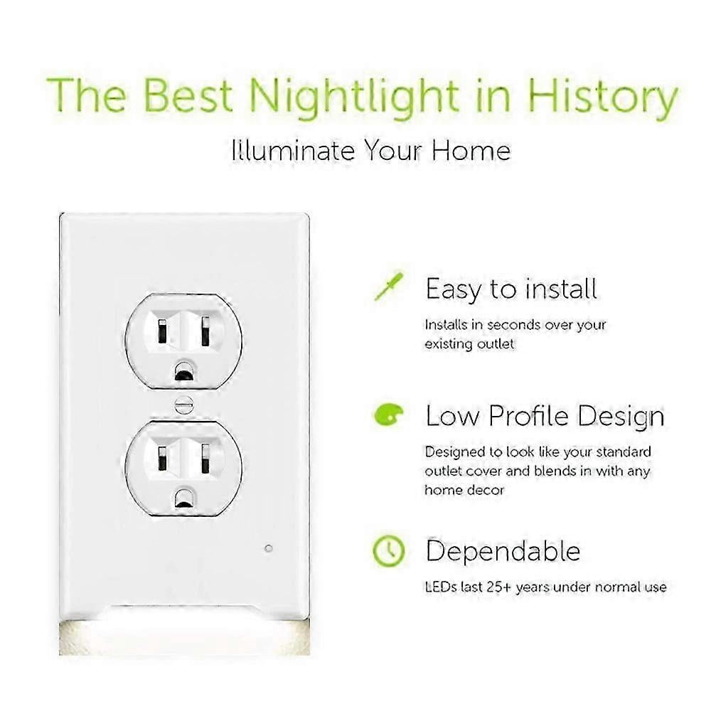 6packs Decor Outlet Wall Plates With Led Guide Night Lights Build On Sensor Electrical Illuminated Plug Plates Covers Plate With Energy Efficient Nigh