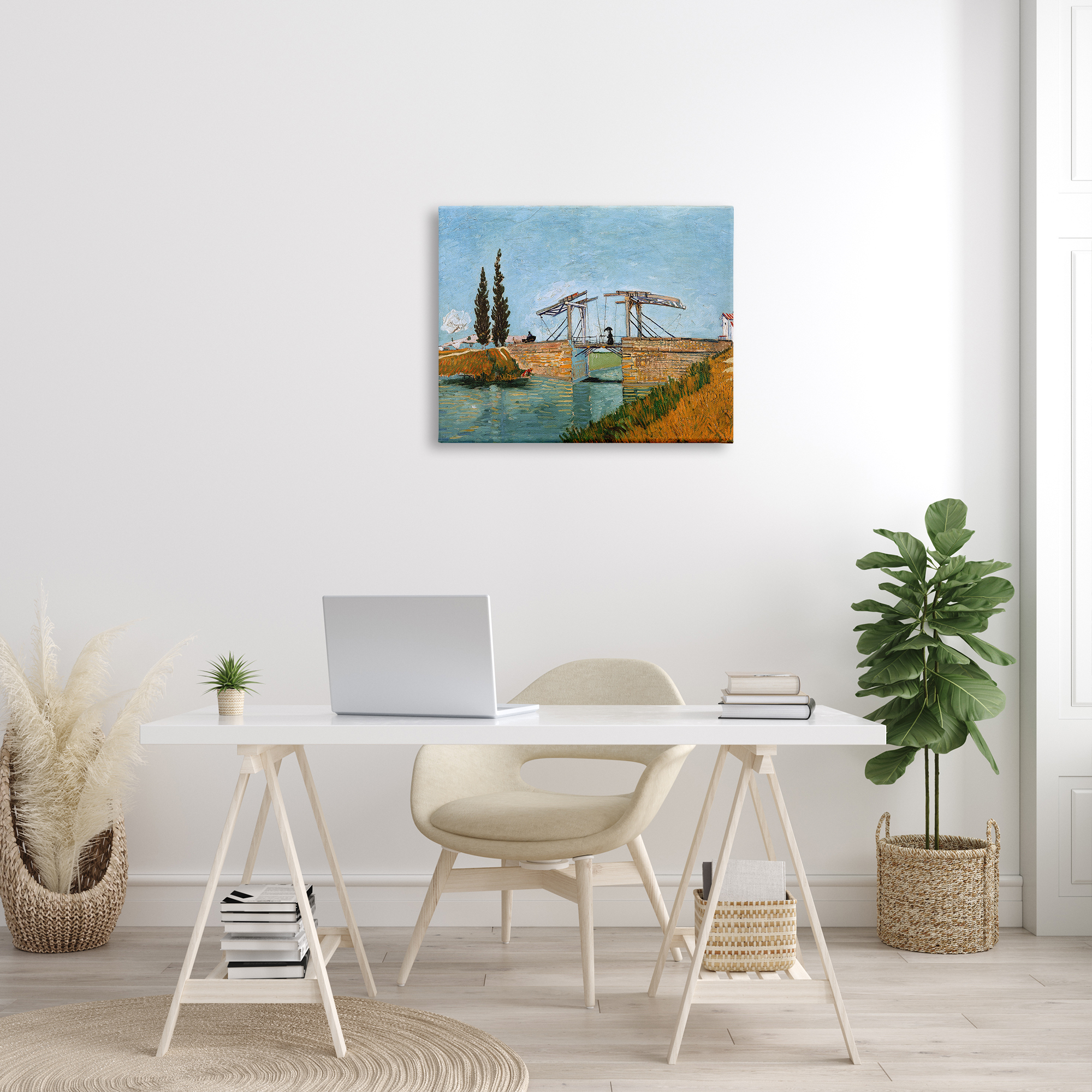 Stupell Industries Brug bij Langlois Vincent van Gogh Classic Bridge Painting Painting Gallery Wrapped Canvas Print Wall Art, Design by one1000paintings