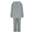 thumbnail image 5 of Oksale Fluffy Fleece Sweatsuits Set for Women 2 PC Long Sleeve Hoodies Long Sweatpants Underwear Ultra Soft Comfortable Loungewear 2025 Gray S, 5 of 5