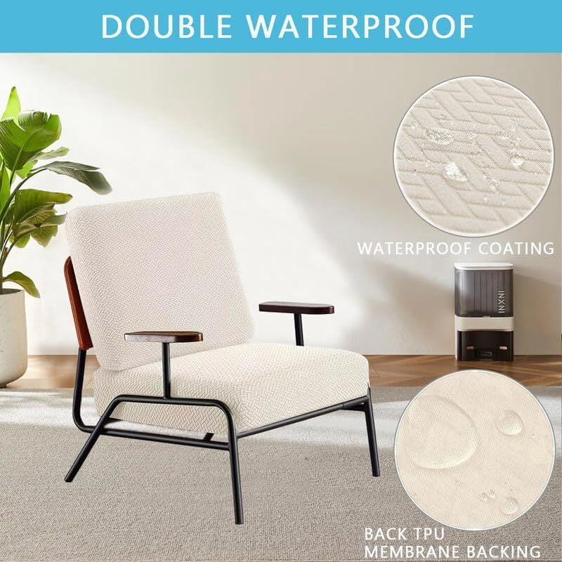 JIAN YA NA 2-Piece Waterproof Cushion Covers Replacement, Outdoor Patio Sofa Seat Cushion Slipcovers, Elastic Outdoor Furniture Protector (Beige)