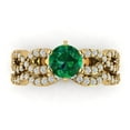 thumbnail image 2 of Clara Pucci 14K Yellow Gold 1.57 Simulated Emerald Engraveable Engagement Ring + Wedding Band Set, 2 of 7