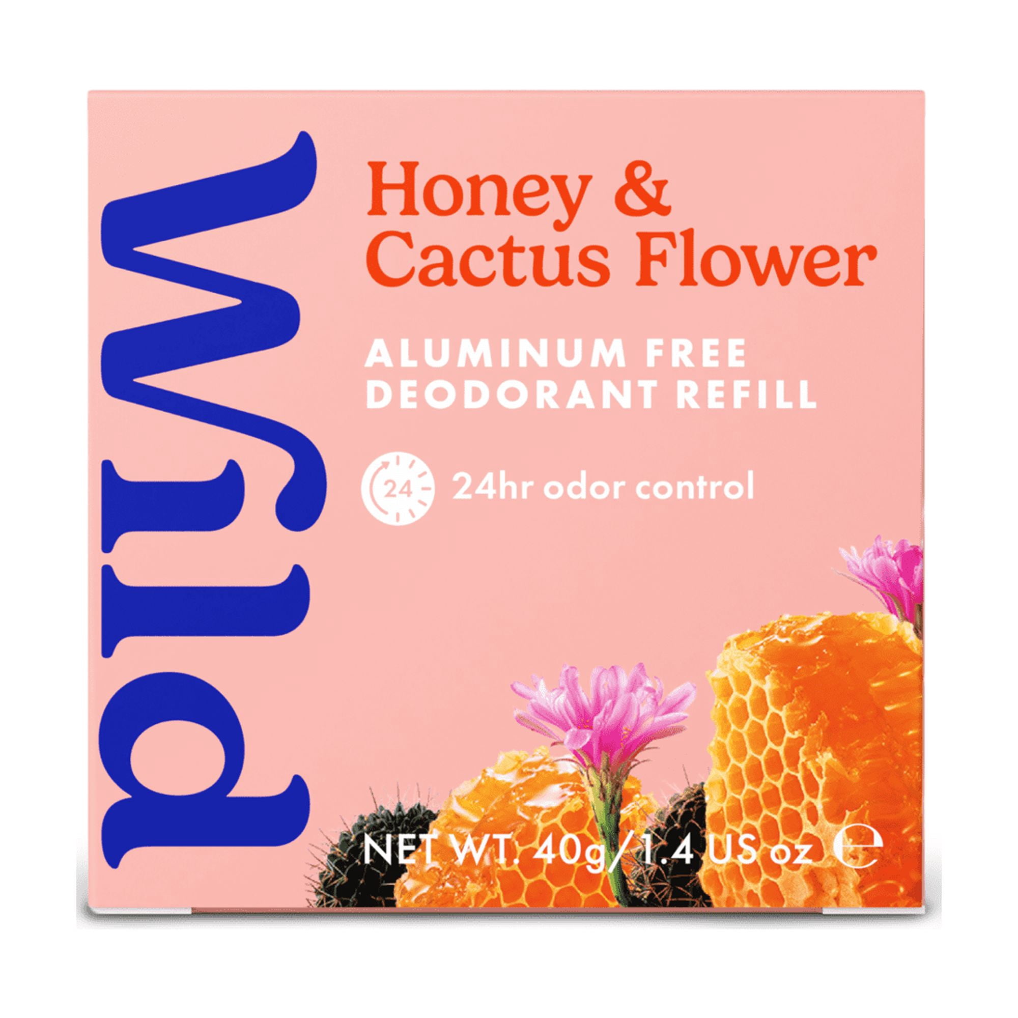 Wild Stick Deodorant Refill, Honey & Cactus Flower. Aluminum Free, for Women and Men, 1.4oz