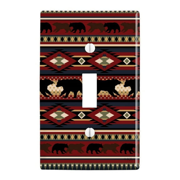 Black Bear Fever Western Indian Tribal Plastic Wall Decor Toggle Light Switch Plate Cover