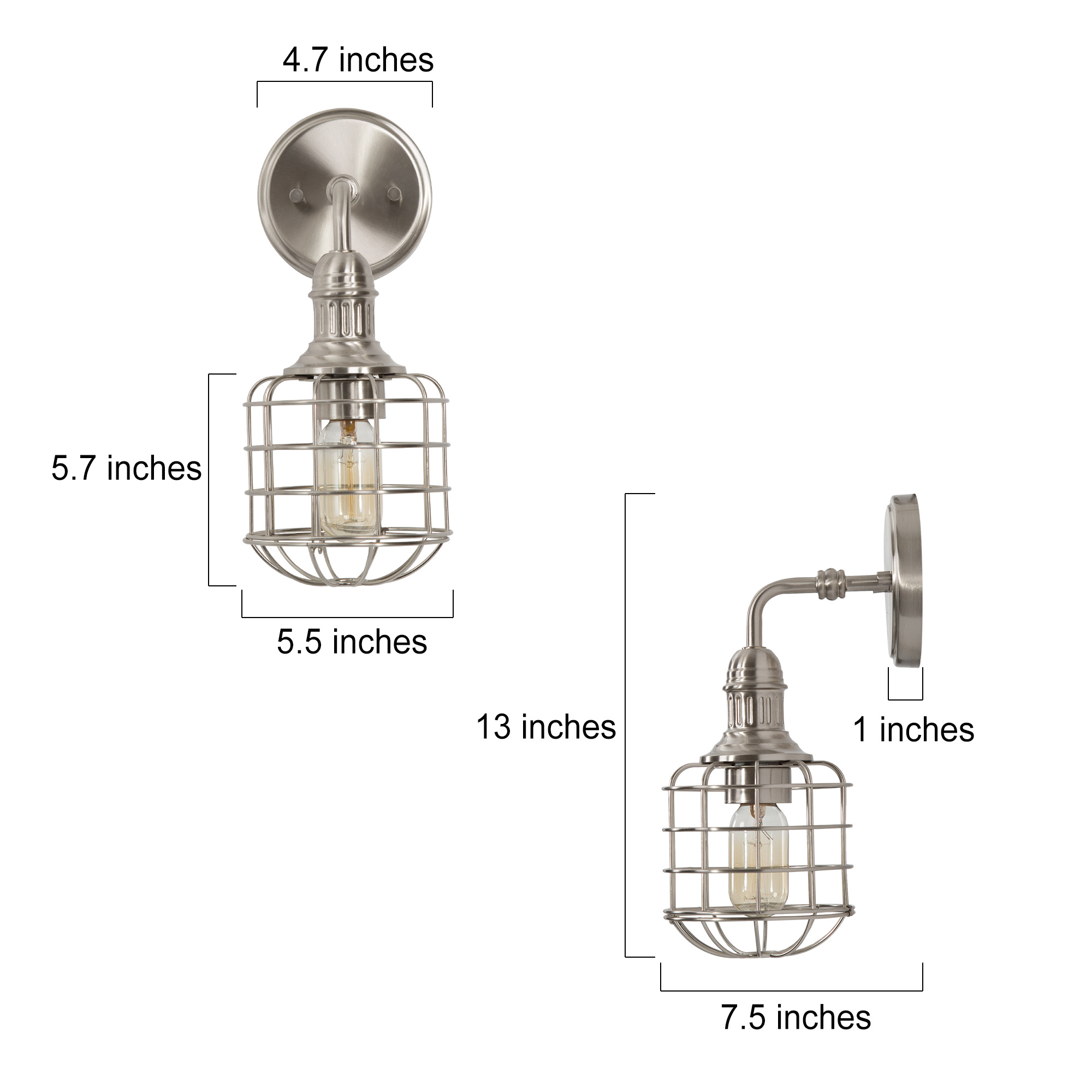 LNC Classic 5.5-in Polished Nickel Bathroom Vanity Light, Transitional, 1-Light
