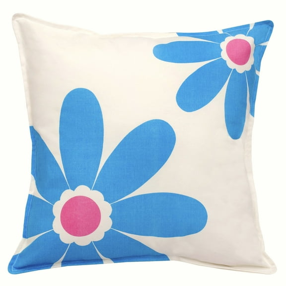 Greendale Home Fashions 20" x 20" Blue Daisy Cotton Canvas Decorative Pillow