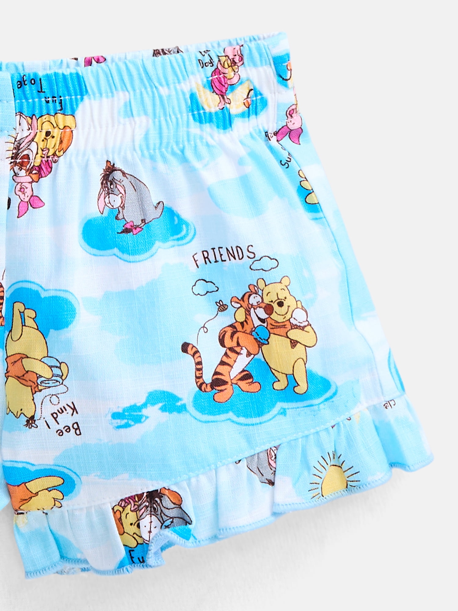 Winnie the Pooh Baby Girls' Smocked Cotton Tank Top, Shorts and Headband Set, 3-Piece, Sizes 0/3M-24M