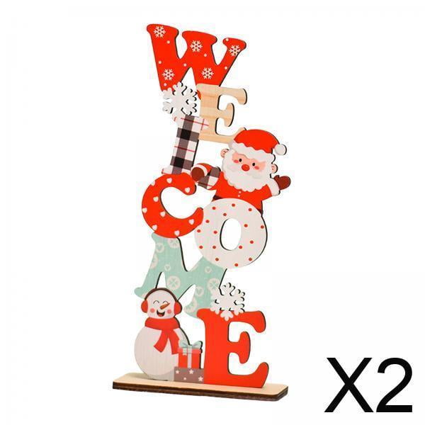 2 Letreros Navideños De Madera Con Letras Decorativas Para Mesa, Para Dormitorio, Encimera, Escritorio, Bienvenida