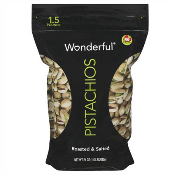 Wonderful Roasted & Salted Pistachios 24 oz Bags Single Pack