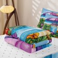 thumbnail image 6 of Manfei Pretty Flowers Zipper Twin Comforter Sets with Fitted Sheet and 2 Pillowcases,Sun Golden Sand Zipper Bedding Set,Yellow Blue,Reversible,4pcs, 6 of 8