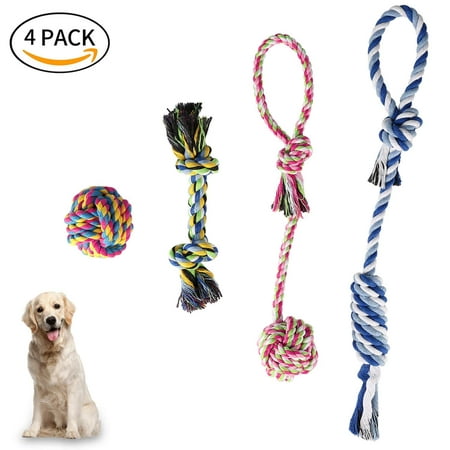 Amerteer 4 Dog Toys | Pet Toys for Dogs Indestructible | Dog Chew Toys | Best Teething Toys for Puppies | Dog Chews | Dog Toys for Boredom | Dog Rope Toy | Puppy Toys | Dog Toys Multi