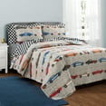 thumbnail image 2 of Lush Decor Printed Race Cars Soft Reversible Oversized Quilt Blue/Orange 5Pc Set Twin, 2 of 9