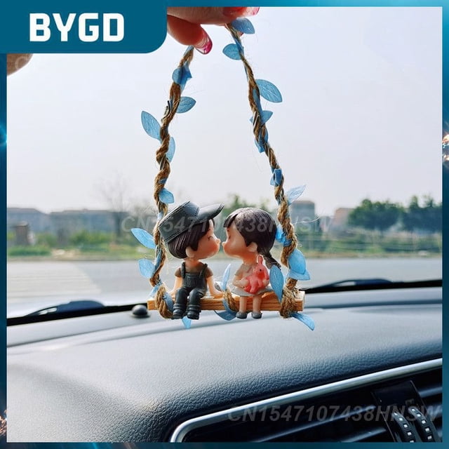 Durable Rearview Mirror Swing Pendant Ornament Funny Car Rearview Mirror Ornaments Cute Couples Swing Portable Practical02Russian Federation He Qiyong unisex