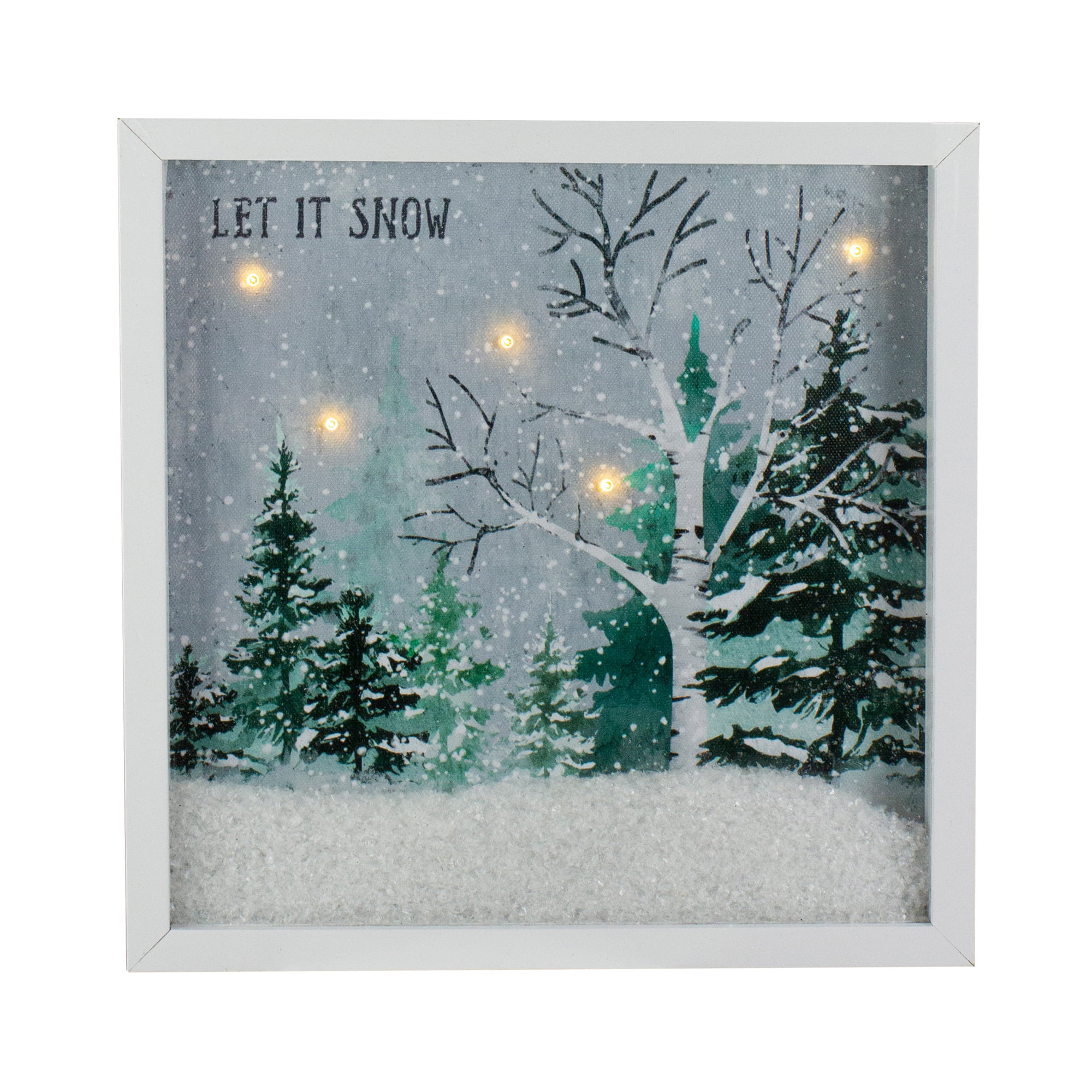 10" LED Lighted Let it Snow Winter Forest Christmas Wall Art Walmart