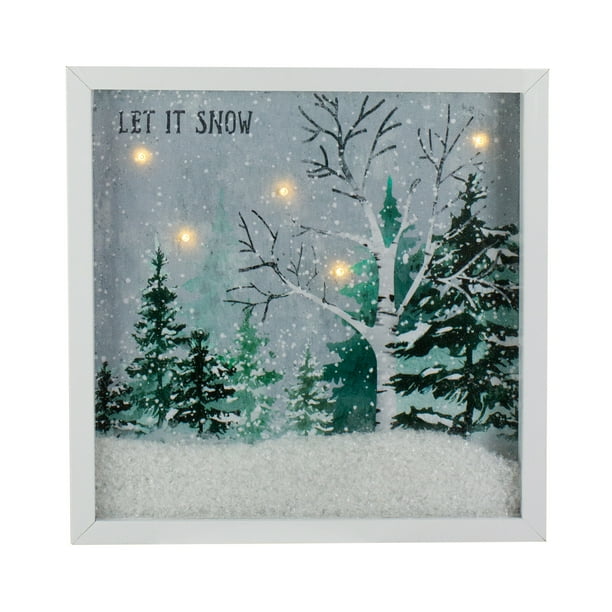 10" LED Lighted Let it Snow Winter Forest Christmas Wall Art Walmart