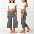 thumbnail image 2 of Byoo Big Girls' Ruched Waist Cropped Pants Soft Solid Color Wide Leg Casual High Waist Trousers, 2 of 8