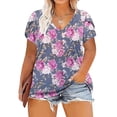 thumbnail image 2 of Top con Manga de Pétalo,Blusa de Manga Corta con Cuello en V y Manga de Pétalo de Gran Tamaño para Mujer Experiencia incomparable, 2 of 2