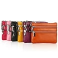 thumbnail image 4 of Key Ring Multi Slots Women Wallet Bright Color 3 Zipper Pockets Faux Leather Coin Purse for Daily Using, 4 of 8