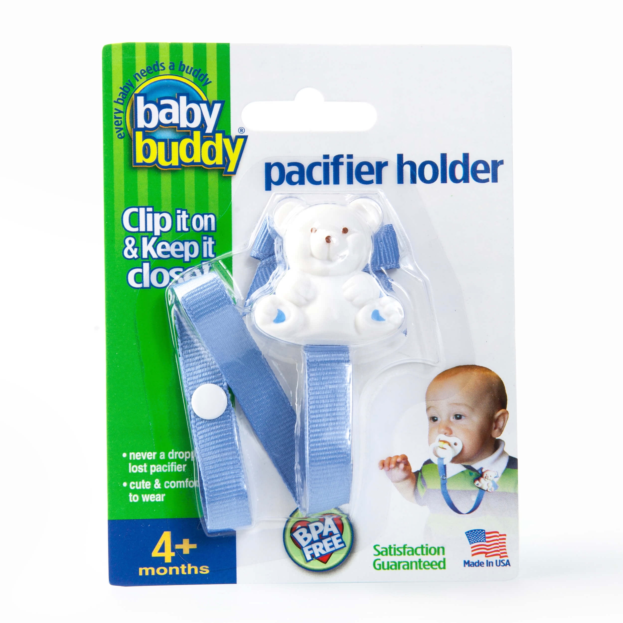 Baby Buddy Pacifier Holder Clip Cute Fashionable Bear Clips onto Babys