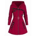 thumbnail image 1 of Women's Long Hooded Jacket Autumn And Winter Long Sleeve Gothic Punk Printed Warm Jacket Women's Street Zipper Sweatshirt Jacket, 1 of 6