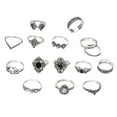 thumbnail image 2 of Opolski 15Pcs/Set Women Hollow Lotus Sunflower Geometric Faux Gem Stacking Finger Ring, 2 of 8