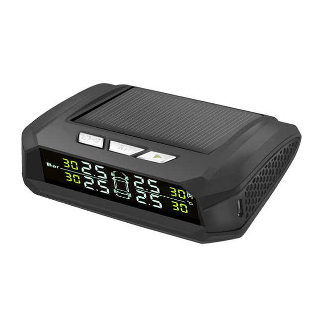 Yeacher Solar Tire Pressure Monitor Wireless Tire Pressure Monitor TPMS Tire Pressure Monitor USB Chargings Monitoring