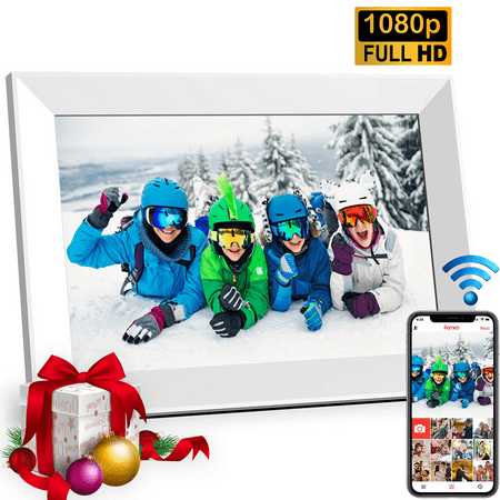 Image of 10.1 inch Wifi Digital Picture Frame Doosl 16GB Smart Digital Photo Frame with Wifi Share Photo Video via Frameo App White