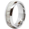 thumbnail image 3 of Tungsten Ring Elk Deer Antler Inlaid for Men Women Wedding Band Dome Shape Size 6-16 (Tungsten, 15), 3 of 4