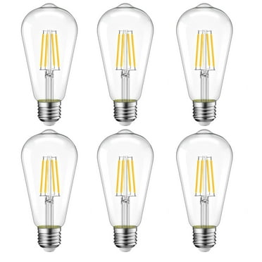 ST19 Edison Light Bulb, 60W Equivalent Efficient 7W, Dimmable, Clear, 2700K, Soft White - 6 Pack
