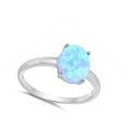 thumbnail image 4 of CHOOSE YOUR COLOR Blue Simulated Opal Oval Solitaire Ring 925 Sterling Silver Band CZ Female Size 6, 4 of 4