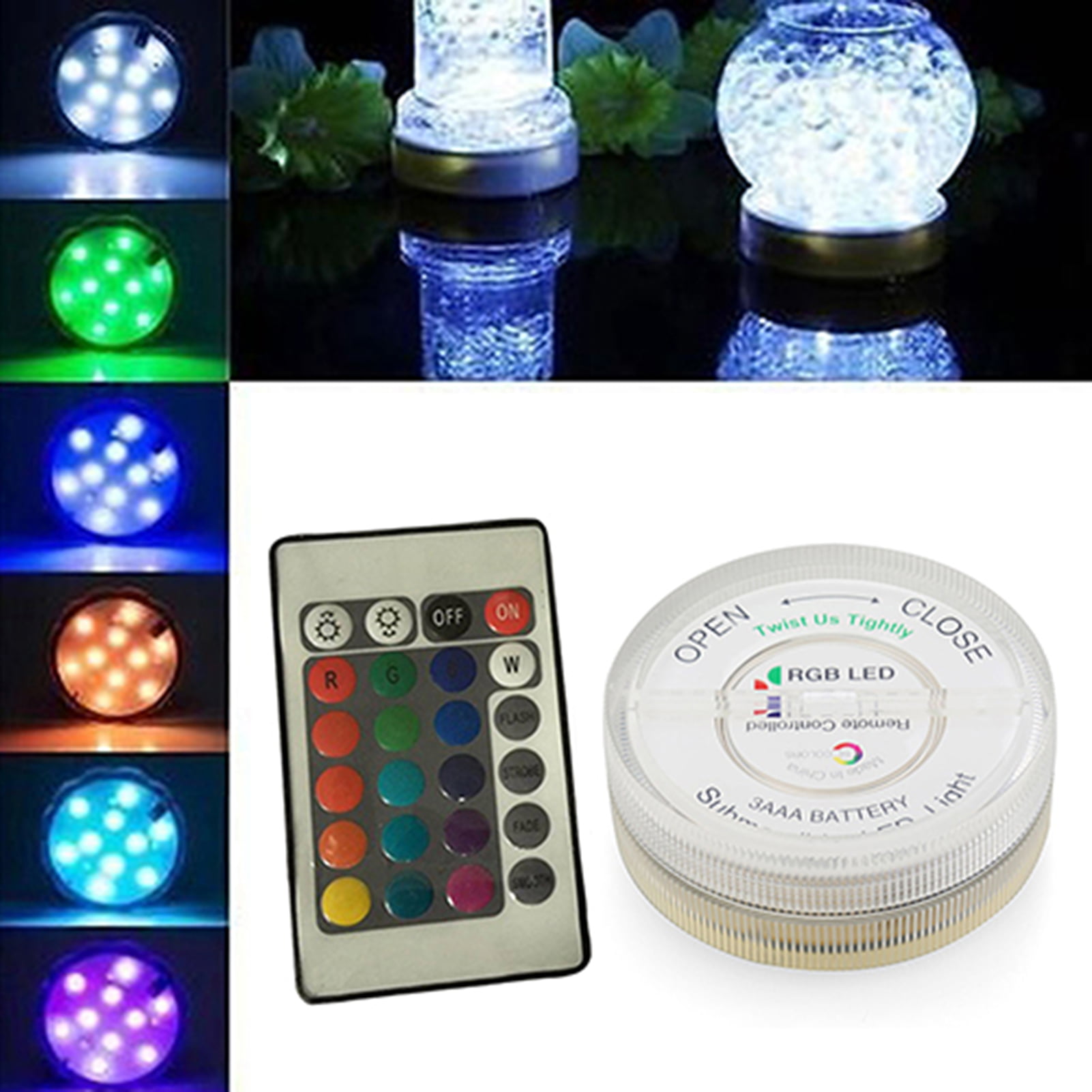 SEEGO Mini Submersible Led Lights with Remote 10pcs Small Waterproof Underwater LED Lights Color Changing LED Lights for Party Event Vase Fishtank Halloween Christmas Wedding Decoration