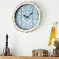 thumbnail image 3 of DecMode 17" Blue Metal Scroll Wall Clock with Rope Frame and Distressed Clockface, 3 of 15
