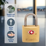 Brinks Solid Brass 22mm TSA Travel Keyed Padlock with 1/2in Shackle, 2 pack